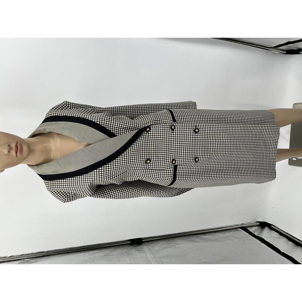 Vintage Houndstooth Double Breasted Blazer Dress 14 Wool‎ Blend